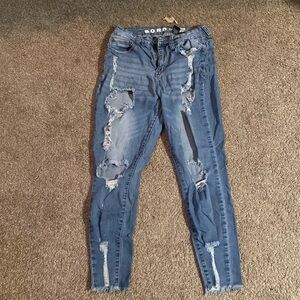 Highrise skinny jeans with holes